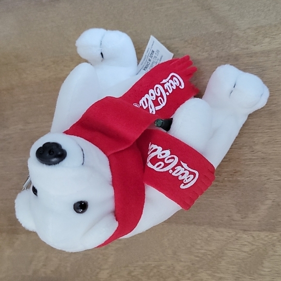 1998 Coca-Cola Polar Bear in Red Scarf Beanie Plush - Picture 2 of 10